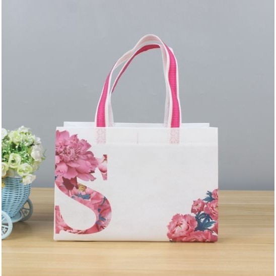 Flower Print Grocery Shopping Bag Non-woven Fabric Eco Bag Travel Takeaway Storage Bag Folding Bag (2859L) - Image 2
