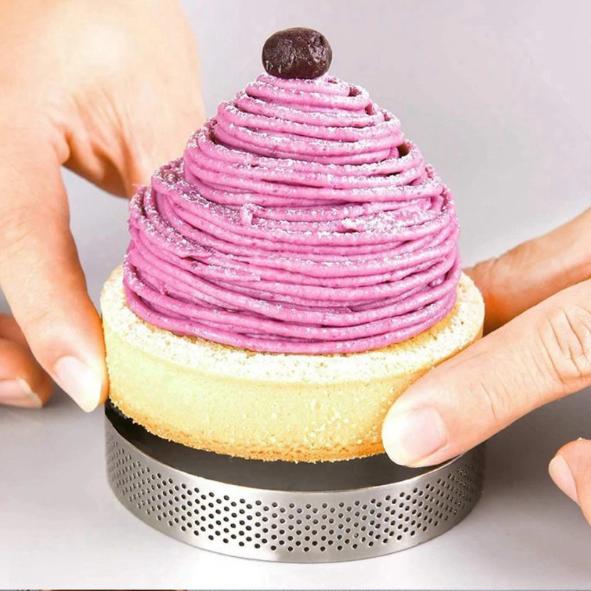 3 in 1 Perforated Round Square Tart Ring Stainless Steel Fruit Pie Tartlet Mold for Baking DIY Dessert Cake (2792L) - Image 5