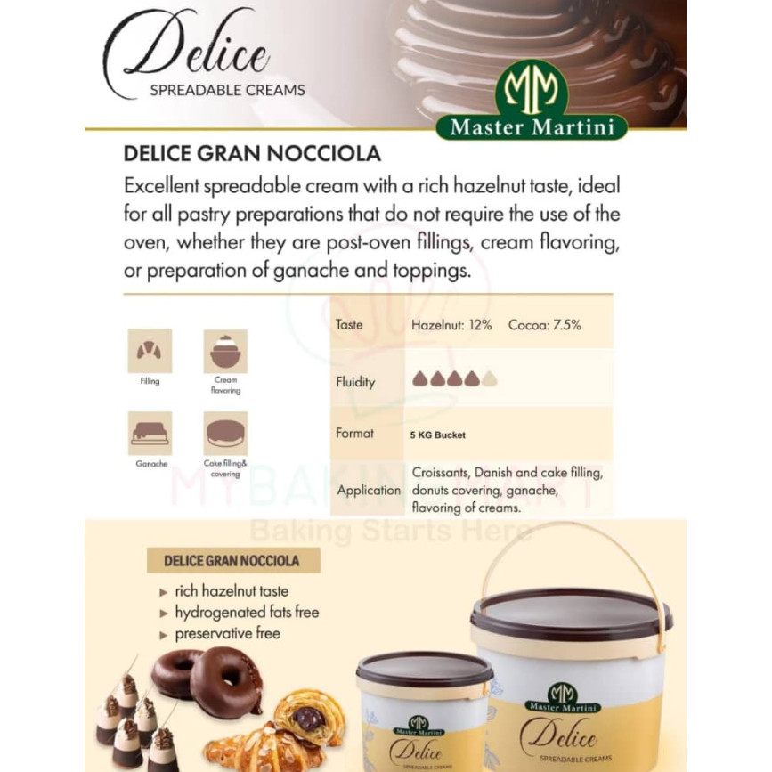 Master Martini Delice Spread Cream Hazelnut 5kg (2861L) - Image 4