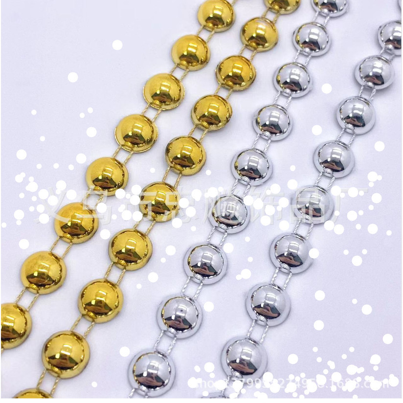 1yard Gold Silver ABS semicircle connecting beads DIY wedding imitation pearl double thread 半面定位连线珠链(2797L) - Image 14