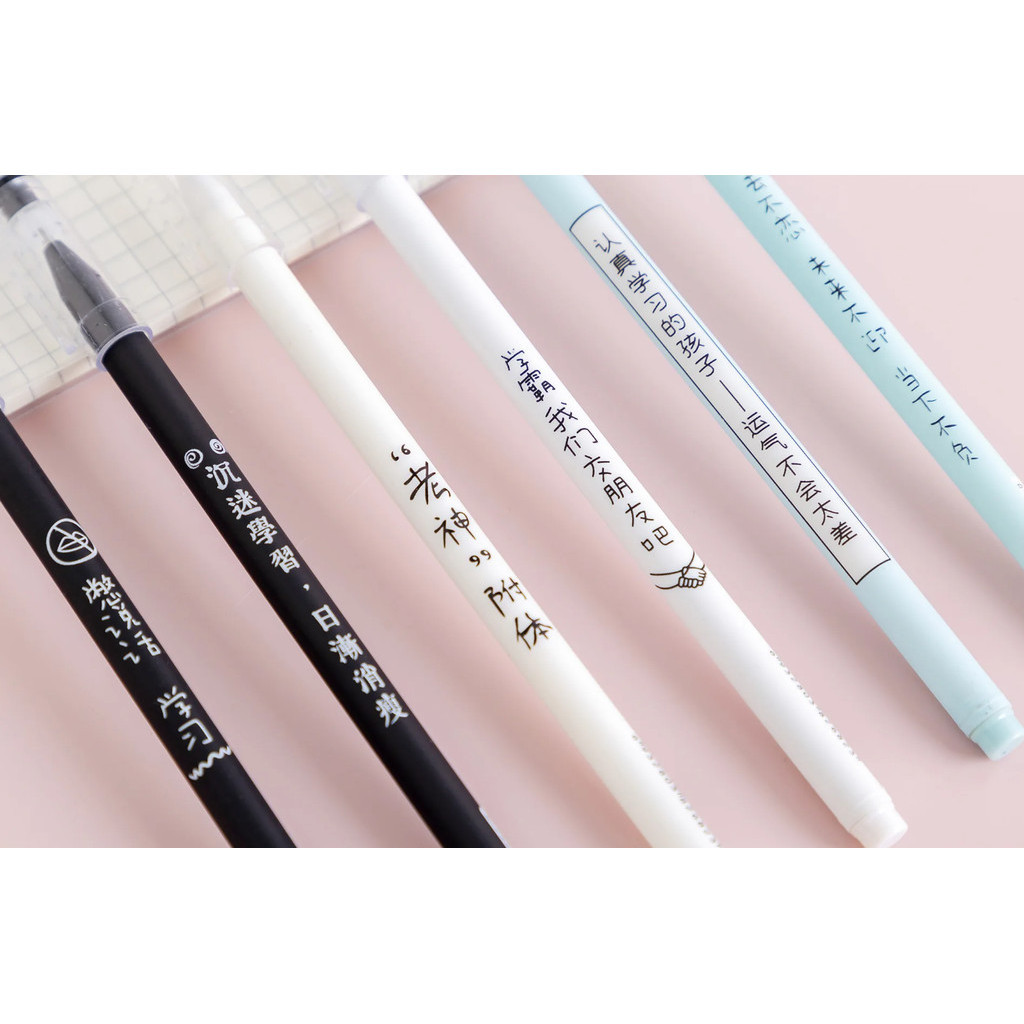 1pc Creative Personalized Text Make Friends with Straight A Student Gel Pen Black Student 中性笔黑色笔(144-2875L) - Image 4