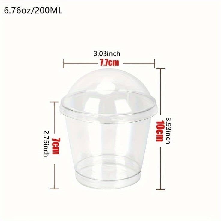 10pcs 200ml Disposable Dessert Cups with Lids Transparent Plastic Cafe Cup Multi-Use Ice Cream Container (2863L) - Image 6