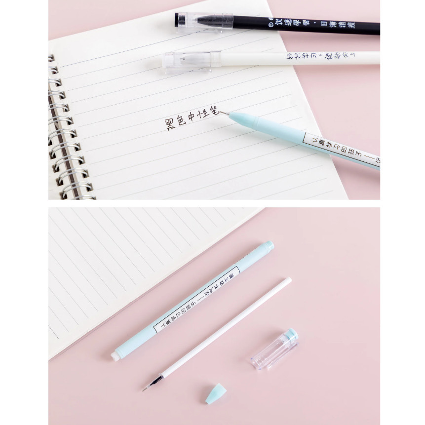 1pc Creative Personalized Text Make Friends with Straight A Student Gel Pen Black Student 中性笔黑色笔(144-2875L) - Image 2