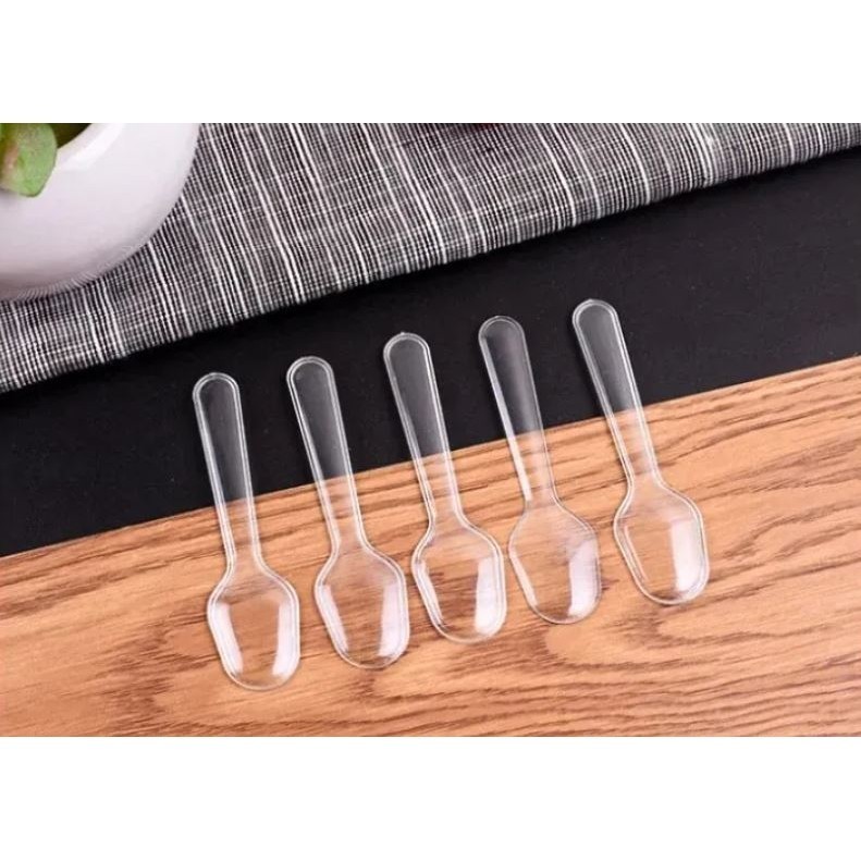 10pcs Mini Clear Plastic Spoons Disposable Flatware for Jelly Ice Cream Dessert Disposable (2857L)