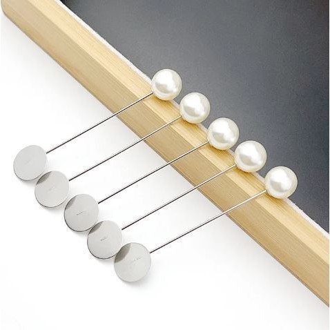 1pc Silver Color Simulated Pearl Alloy Copper Long Brooch Pin For DIY Brooches Lapel Dress Jewelry Parts Access(2816L)