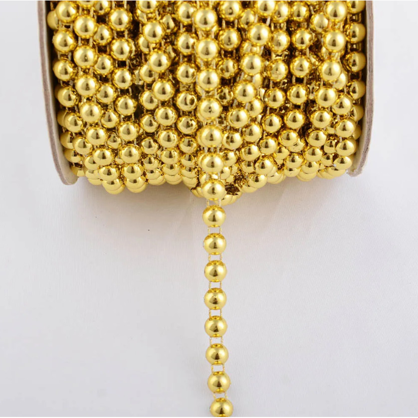 1yard Gold Silver ABS semicircle connecting beads DIY wedding imitation pearl double thread 半面定位连线珠链(2797L) - Image 12