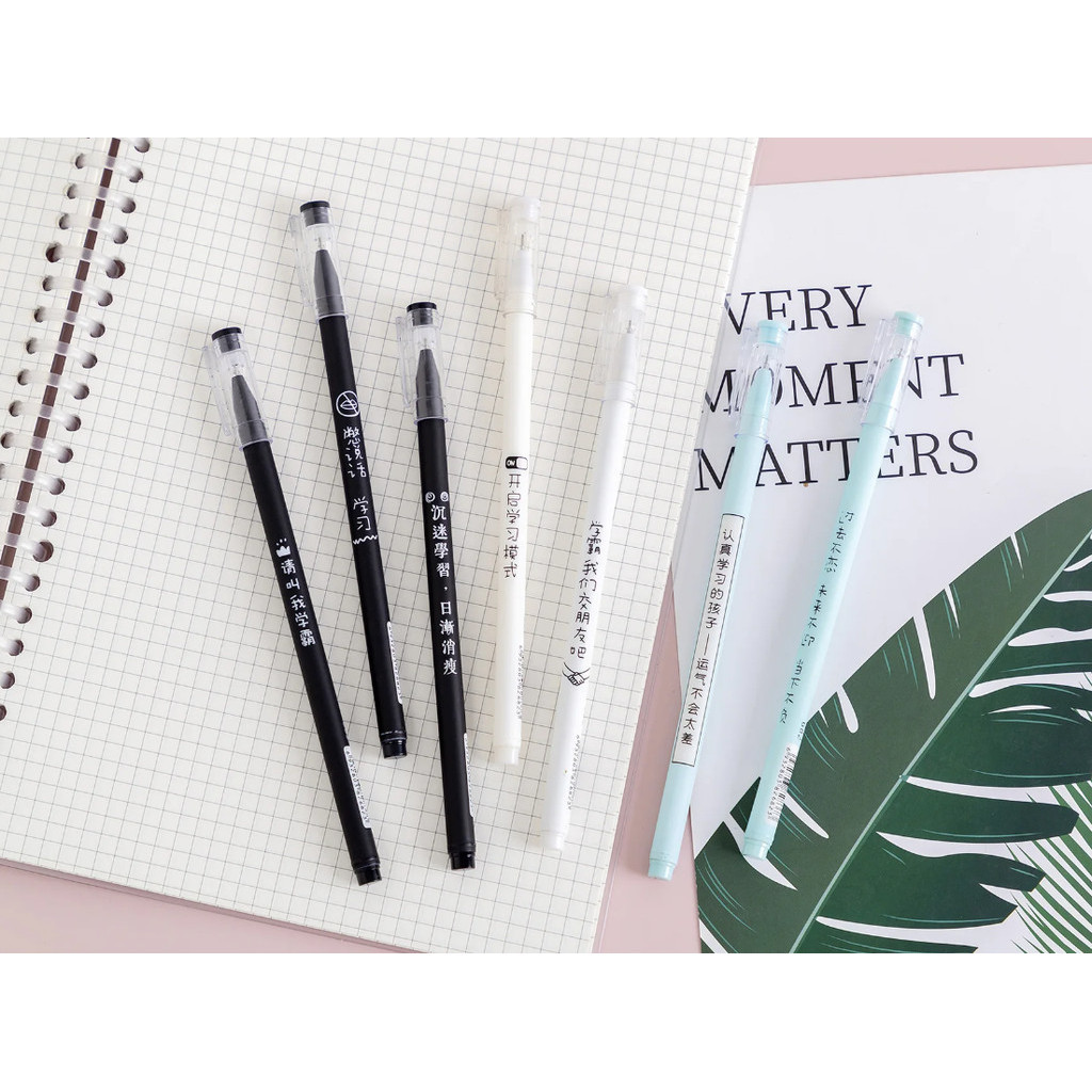 1pc Creative Personalized Text Make Friends with Straight A Student Gel Pen Black Student 中性笔黑色笔(144-2875L) - Image 3