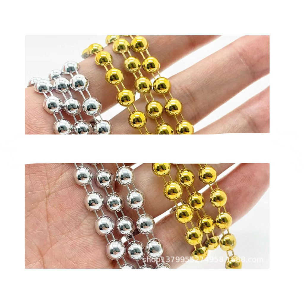 1yard Gold Silver ABS semicircle connecting beads DIY wedding imitation pearl double thread 半面定位连线珠链(2797L) - Image 4