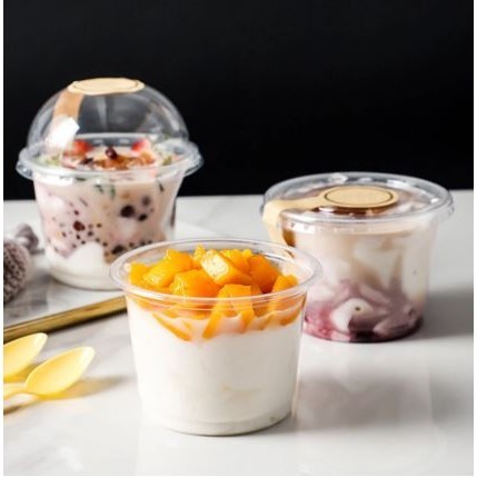 10pcs 200ml Disposable Dessert Cups with Lids Transparent Plastic Cafe Cup Multi-Use Ice Cream Container (2863L)