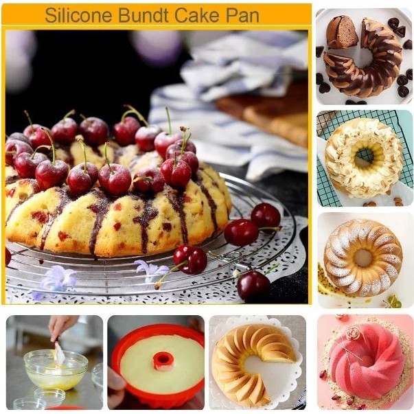 Silicone Bundt Cake Mold Non-stick Fluted Cake Baking Mold Pumpkin Cake Pan Fancy Round Donut Baking Mould(2852L) - Image 9