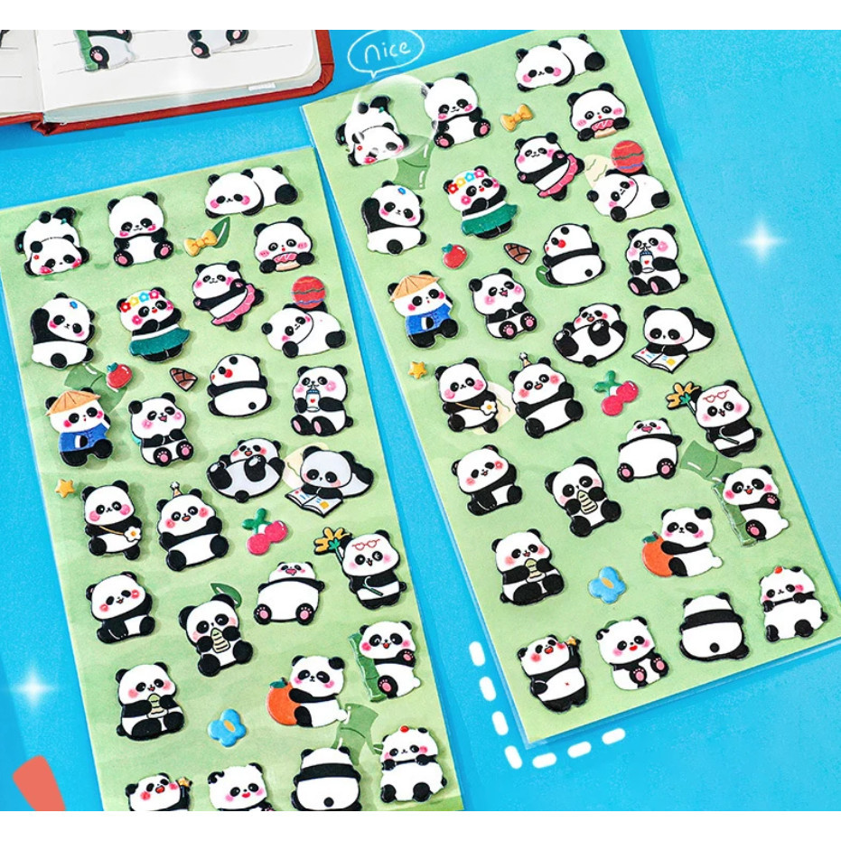Kawaii Cartoon 3D Puffy Bulk Stickers Panda Stereo Bubble Sticker For DIY Scrapbooking Diary Album 立体熊猫泡泡贴(246-2873L) - Image 3