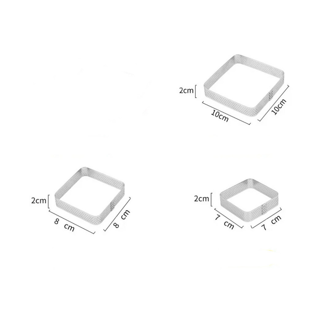 3 in 1 Perforated Round Square Tart Ring Stainless Steel Fruit Pie Tartlet Mold for Baking DIY Dessert Cake (2792L) - Image 10