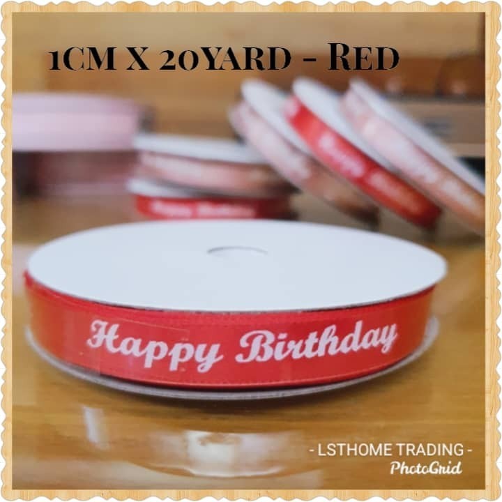 20yards 1cm Happy Birthday Cake Packaging Ribbon Bouquet Flower Decoration Ribbon Gift Box Binding DIY (2906L) - Image 3