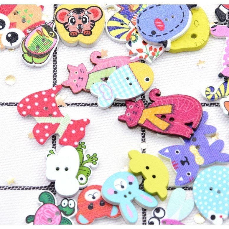 10pcs/lot Scrapbook buttons decorative Wooden Buttons Random Mixed Animal wood Buttons for Craft botones (2914L) - Image 4