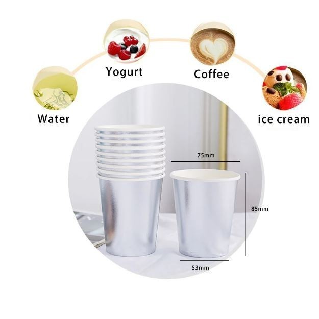 5pcs 250ml Radium Thickened Paper Cup Plates Disposable Paper Cup Plates Raw Wood Pulp Wedding Birthday Tableware(2909L) - Image 2