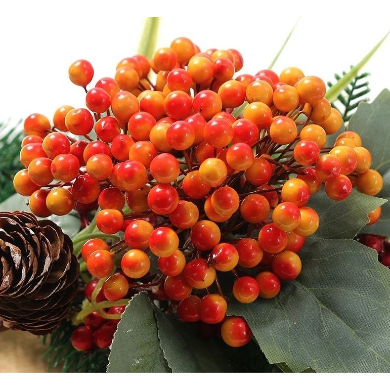 20pcs/40head Pearl Double Head Berries Mini Fake Fruit Berries Red Cherry Flower Bouquet Stamen Christmas Decor(2899L) - Image 7