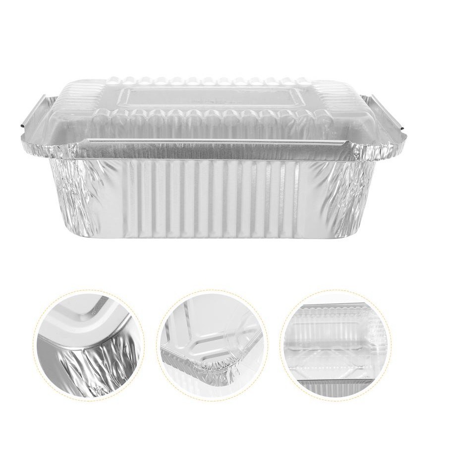 5pcs Packing Box Single Use Foil Liners Food Containers with Lids Aluminum Pie Pans Baking Cake Boxes(2902L) - Image 2