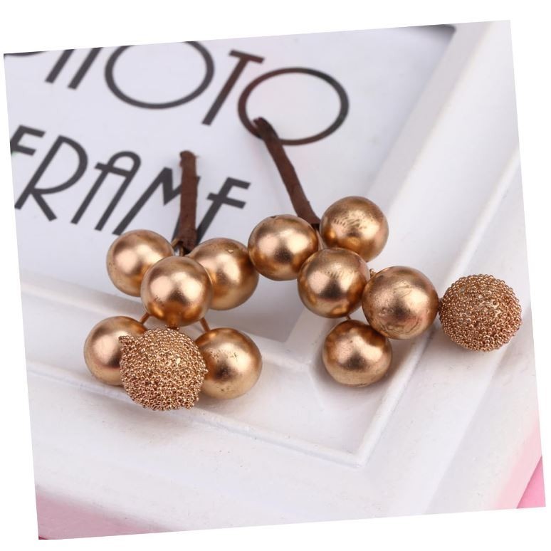 5Pcs Mini Artificial Berries Gold Silver Stamen Fake Flowers For Wedding Wreath Gift Packing Party DIY Decor (2900L) - Image 5