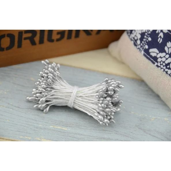 50pcs 3mm-5mm Double Heads DIY Artificial Mini Pearl Flower Stamen Red Silver Floral Stamen Hand Scrapbook 珠光花芯 (1587L) - Image 11