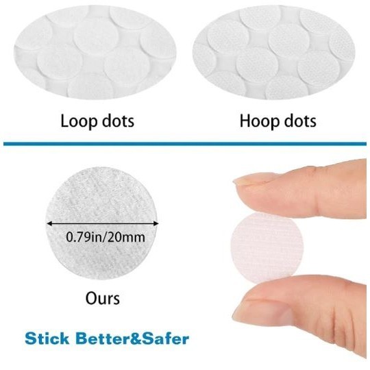 10/20mm Disc Nylon Adhesive Strong Glue Sticker Round Coins Hook and Loop Tape (2910L) - Image 7