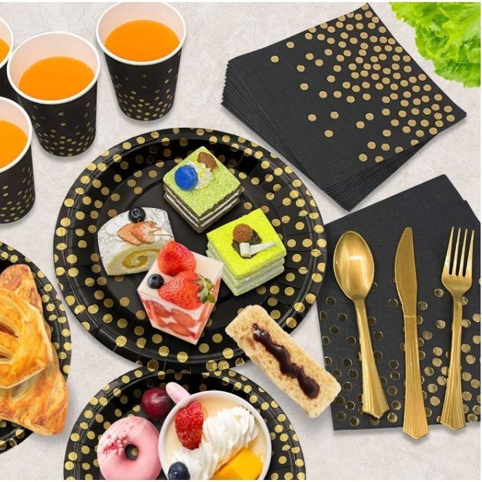 5pcs/pack Dot Disposable Tableware Plates Paper Cups Happy Birthday Party Decor Kids Boy Girl Babayshower Favor(2908L) - Image 2