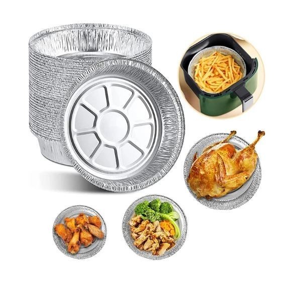 5Pcs Disposable Foil Pans Round Foil with Lids Pie Pans For Air Fryer Baking Cooking Storage Baking Foil Tray (2904L) - Image 7