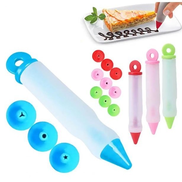 Silicone Food Writing Pen Chocolate Decorating Tools Cream Cup Cake Mold Piping Pastry Cookie Icing Nozzles Acce(2927L)