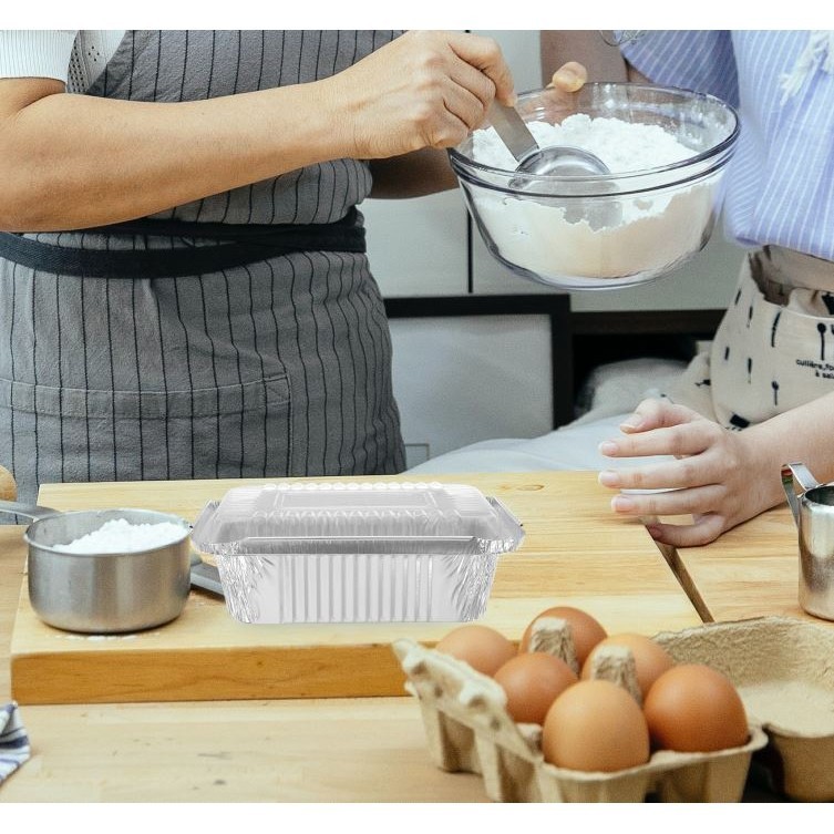 5pcs Packing Box Single Use Foil Liners Food Containers with Lids Aluminum Pie Pans Baking Cake Boxes(2902L) - Image 4