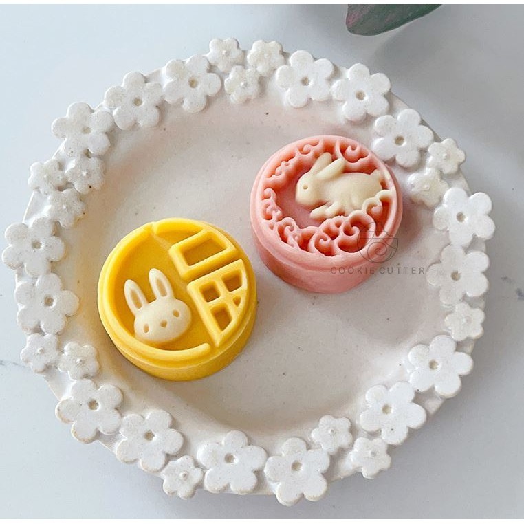20g Round Creative Mid-Autumn Festival Mooncake Mold Mini bunny Pattern Pastry Stamp迷你圆形福兔中秋节月饼模具mini小兔子祥云山(2917L) - Image 2