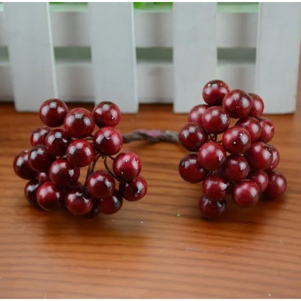 20pcs/40head Pearl Double Head Berries Mini Fake Fruit Berries Red Cherry Flower Bouquet Stamen Christmas Decor(2899L) - Image 14