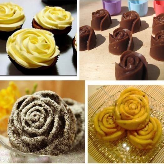 1pcs Rose Flower Silicone Small Loaf Pan Silicone Muffin Baking Cups Cupcake Mold Pudding Jelly Mold (2926L) - Image 5