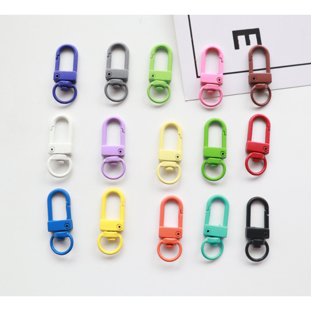 1pc Metal Lobster Clasp Hook Keyring Colored Rotating Keychain Buckle For DIY Jewelry Making Key Ring U型门扣旋转钥匙扣挂件(2499L) - Image 2