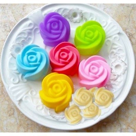 1pcs Rose Flower Silicone Small Loaf Pan Silicone Muffin Baking Cups Cupcake Mold Pudding Jelly Mold (2926L)