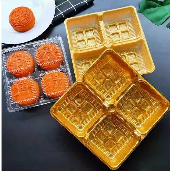 10pcs/pack Mooncake Plastic tray 4in1/ 四粒装透明托 (2921)
