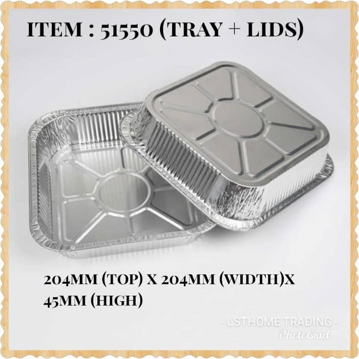 5pcs Disposable Square Aluminum Foil Lunch Box Food Packaging Heavy Duty Oblong Foil Pans with Lids (2903L) - Image 9