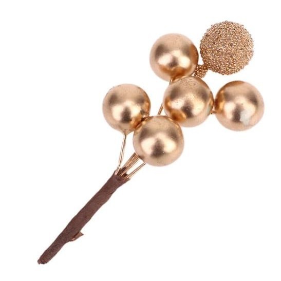 5Pcs Mini Artificial Berries Gold Silver Stamen Fake Flowers For Wedding Wreath Gift Packing Party DIY Decor (2900L) - Image 7