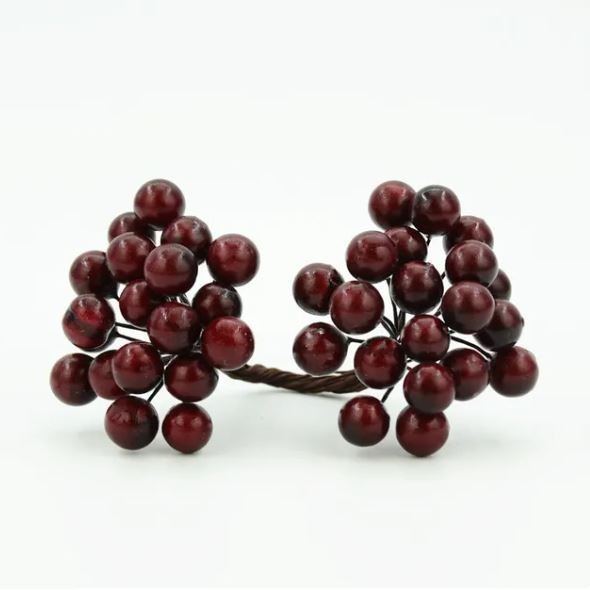 20pcs/40head Pearl Double Head Berries Mini Fake Fruit Berries Red Cherry Flower Bouquet Stamen Christmas Decor(2899L) - Image 19