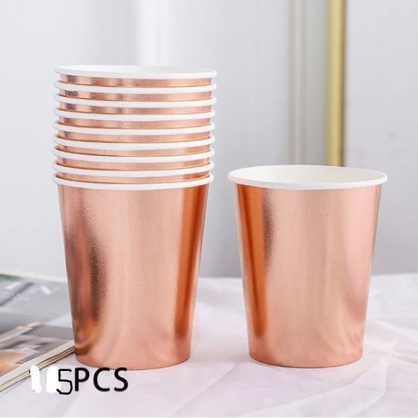 5pcs 250ml Radium Thickened Paper Cup Plates Disposable Paper Cup Plates Raw Wood Pulp Wedding Birthday Tableware(2909L) - Image 5