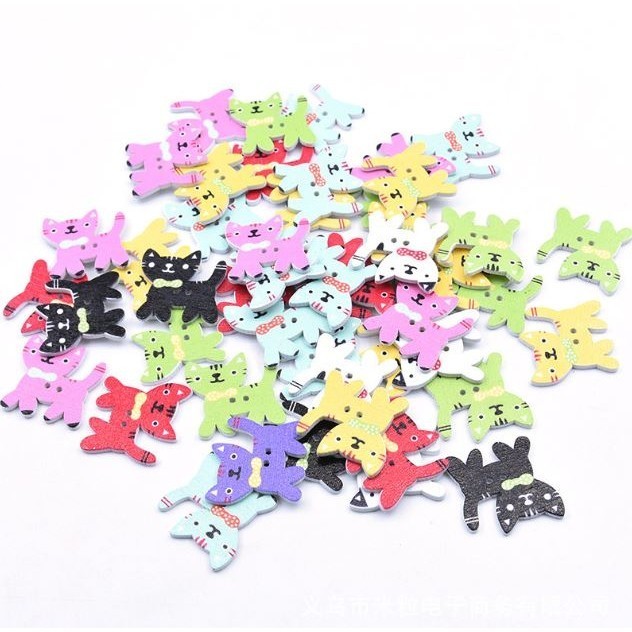 10pcs/lot Scrapbook buttons decorative Wooden Buttons Random Mixed Animal wood Buttons for Craft botones (2914L) - Image 7