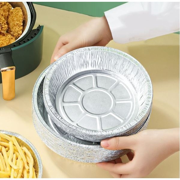 5Pcs Disposable Foil Pans Round Foil with Lids Pie Pans For Air Fryer Baking Cooking Storage Baking Foil Tray (2904L) - Image 4