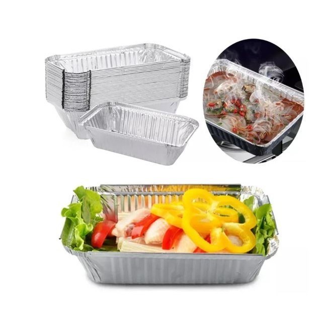 5pcs Packing Box Single Use Foil Liners Food Containers with Lids Aluminum Pie Pans Baking Cake Boxes(2902L)