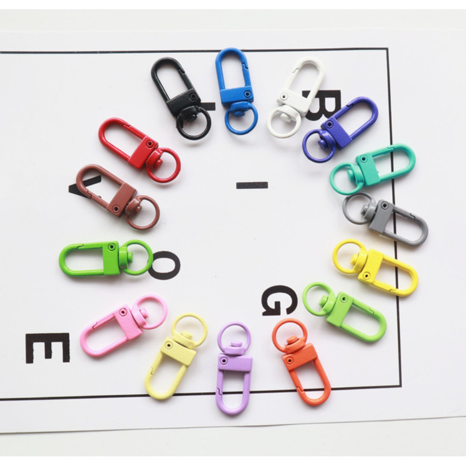 1pc Metal Lobster Clasp Hook Keyring Colored Rotating Keychain Buckle For DIY Jewelry Making Key Ring U型门扣旋转钥匙扣挂件(2499L) - Image 4