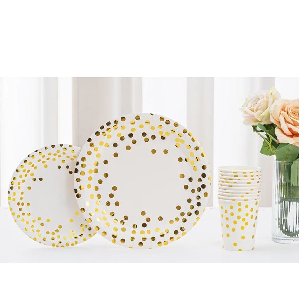 5pcs/pack Dot Disposable Tableware Plates Paper Cups Happy Birthday Party Decor Kids Boy Girl Babayshower Favor(2908L) - Image 5
