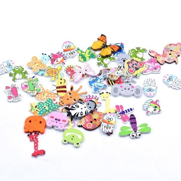 10pcs/lot Scrapbook buttons decorative Wooden Buttons Random Mixed Animal wood Buttons for Craft botones (2914L) - Image 6