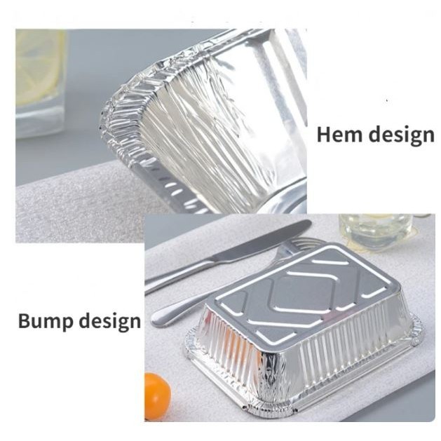 5pcs Disposable Square Aluminum Foil Lunch Box Food Packaging Heavy Duty Oblong Foil Pans with Lids (2903L) - Image 5