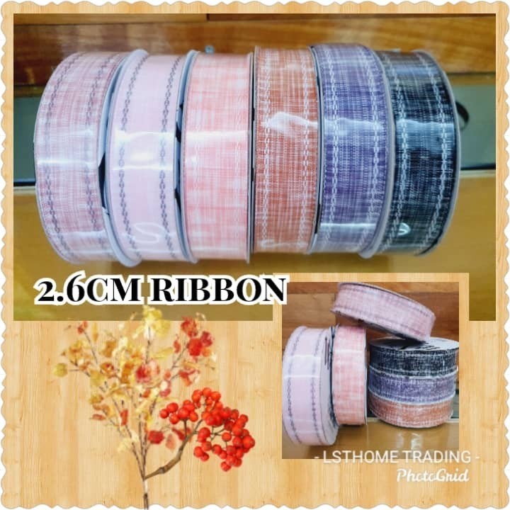 1yard 2.6cm Wide Christmas Plaid Grid Printed Grosgrain Ribbon For Gift Wrapping home Wedding Decoration (2905L)