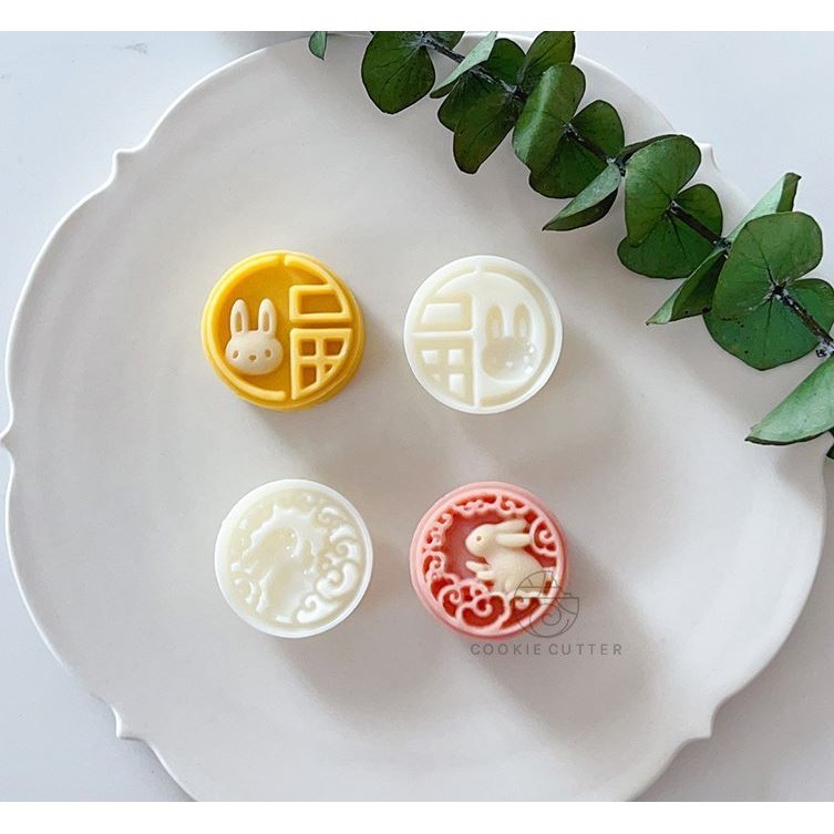20g Round Creative Mid-Autumn Festival Mooncake Mold Mini bunny Pattern Pastry Stamp迷你圆形福兔中秋节月饼模具mini小兔子祥云山(2917L) - Image 5
