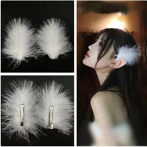 2pcs Fairy White Feather Hair Clip Headdress Wedding For women Girls Daily Personality Sweet Feather Hair Access(2913L)