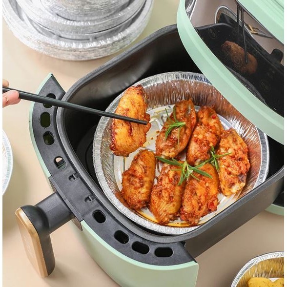 5Pcs Disposable Foil Pans Round Foil with Lids Pie Pans For Air Fryer Baking Cooking Storage Baking Foil Tray (2904L) - Image 3