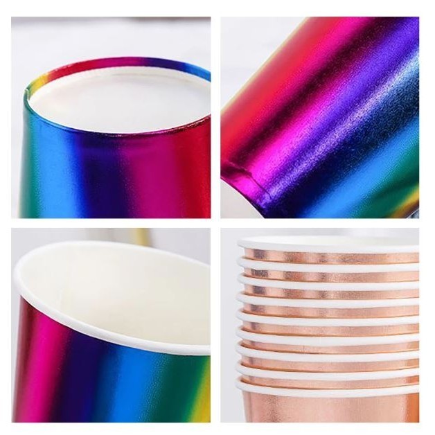 5pcs 250ml Radium Thickened Paper Cup Plates Disposable Paper Cup Plates Raw Wood Pulp Wedding Birthday Tableware(2909L) - Image 3